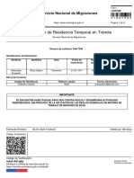 Certificado de Residencia Temporal en Trámite: Servicio Nacional de Migraciones
