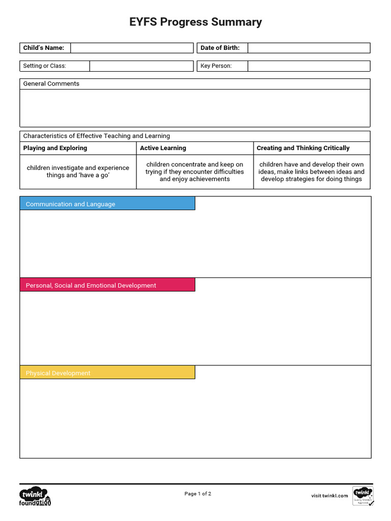 TF Pa 2548664 Eyfs Progress Summary Form Ver 4 PDF