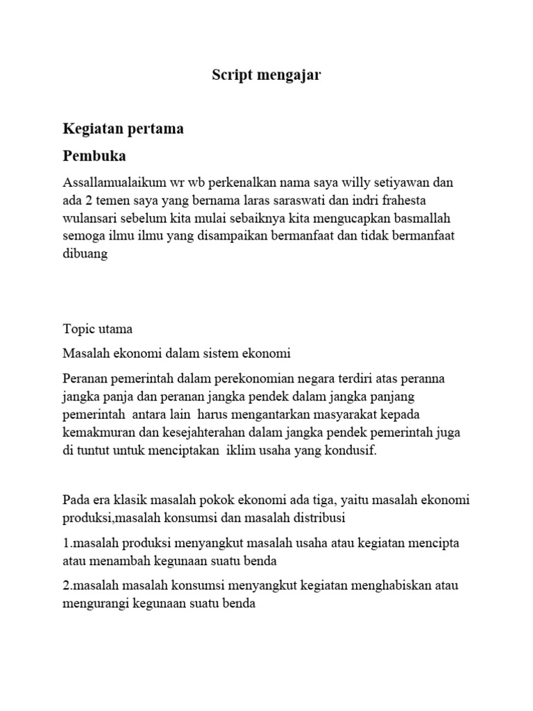 Script Mengajar | PDF