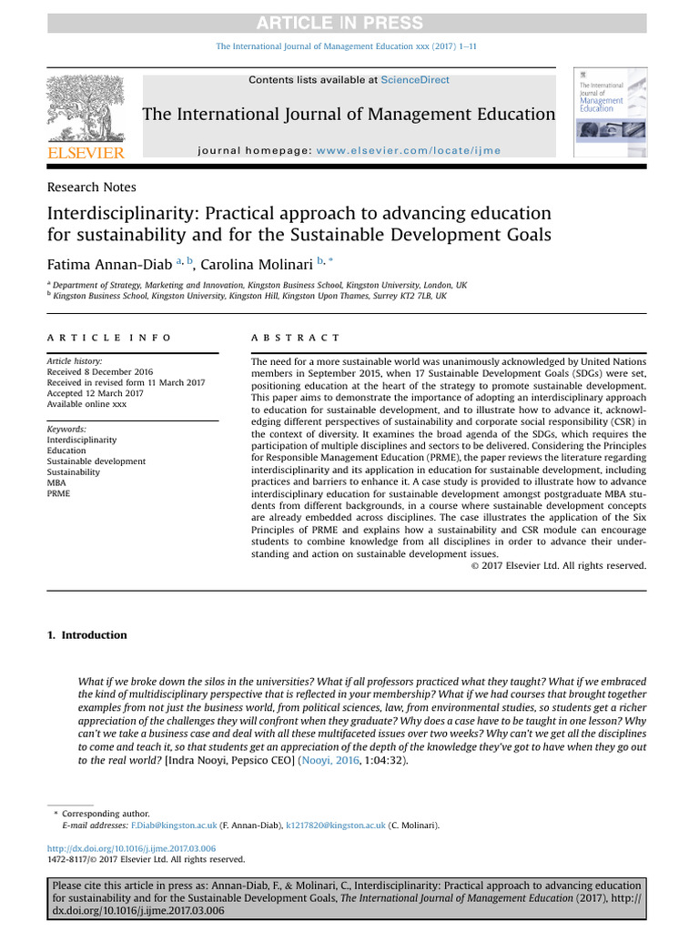 Interdisciplinary Education for Sustainable Development | PDF | Social ...