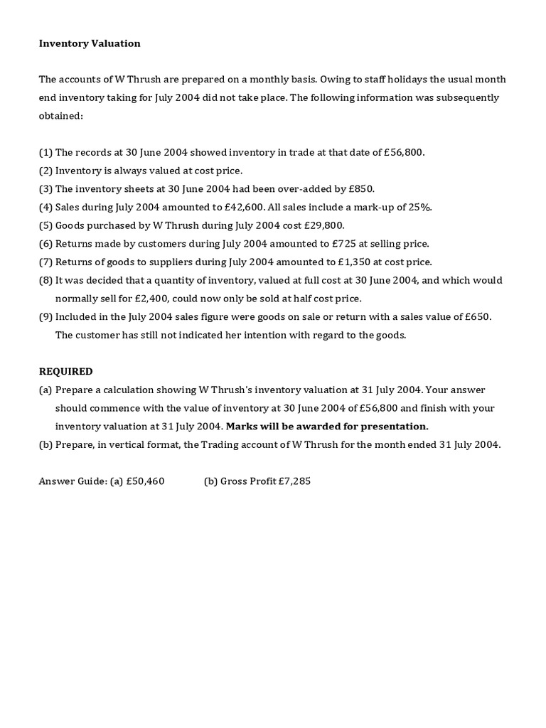 Inventory Valuation | PDF