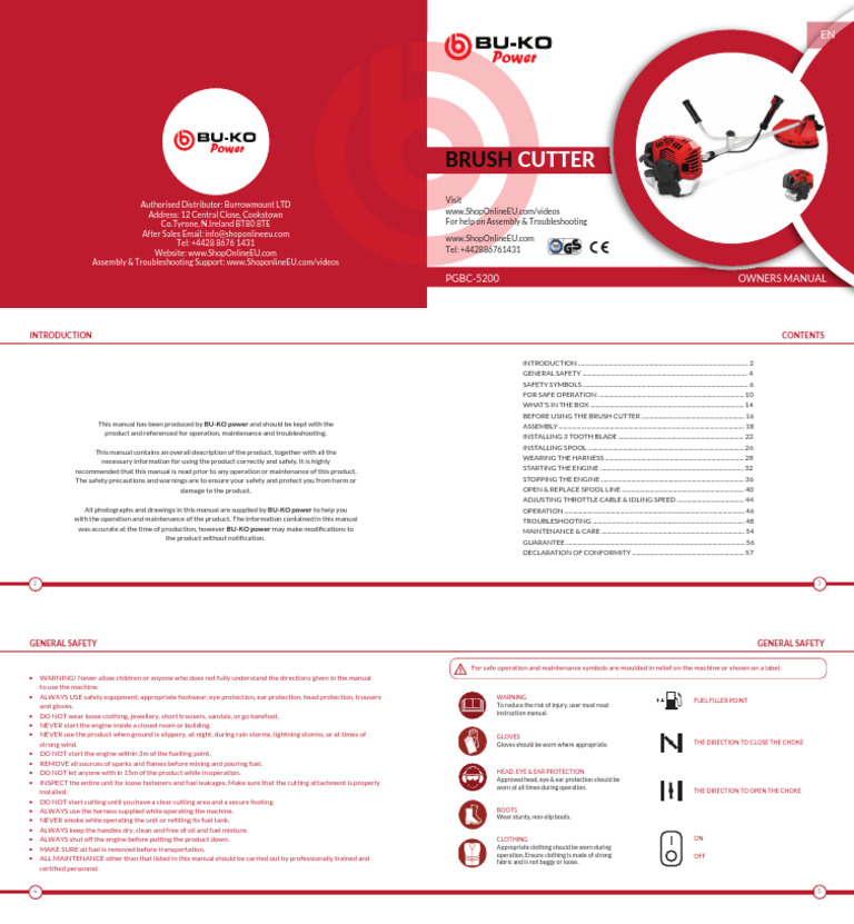 Brush Cutter Manual English PDF