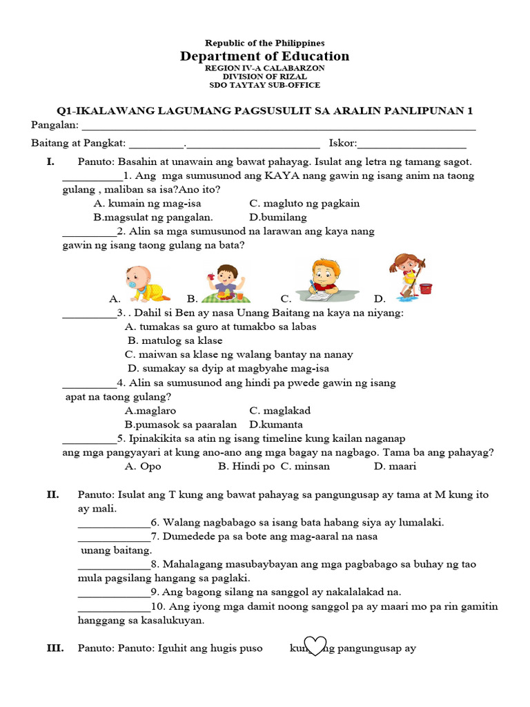 Q1 2ND Summative Test in Aralin Panlipunan 1 | PDF