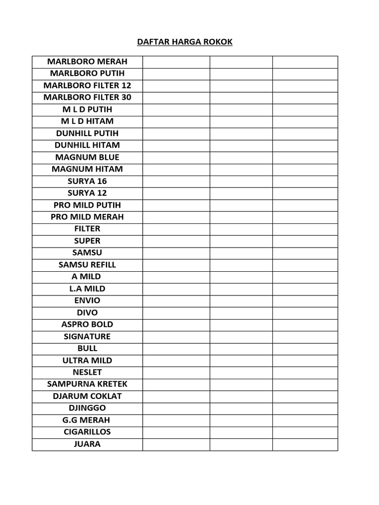 Daftar Rokok | PDF