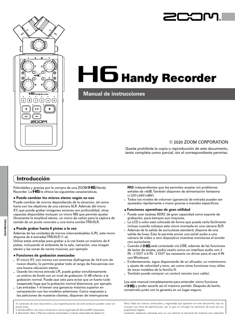 Manual de Instrucciones: © 2020 Zoom Corporation | PDF