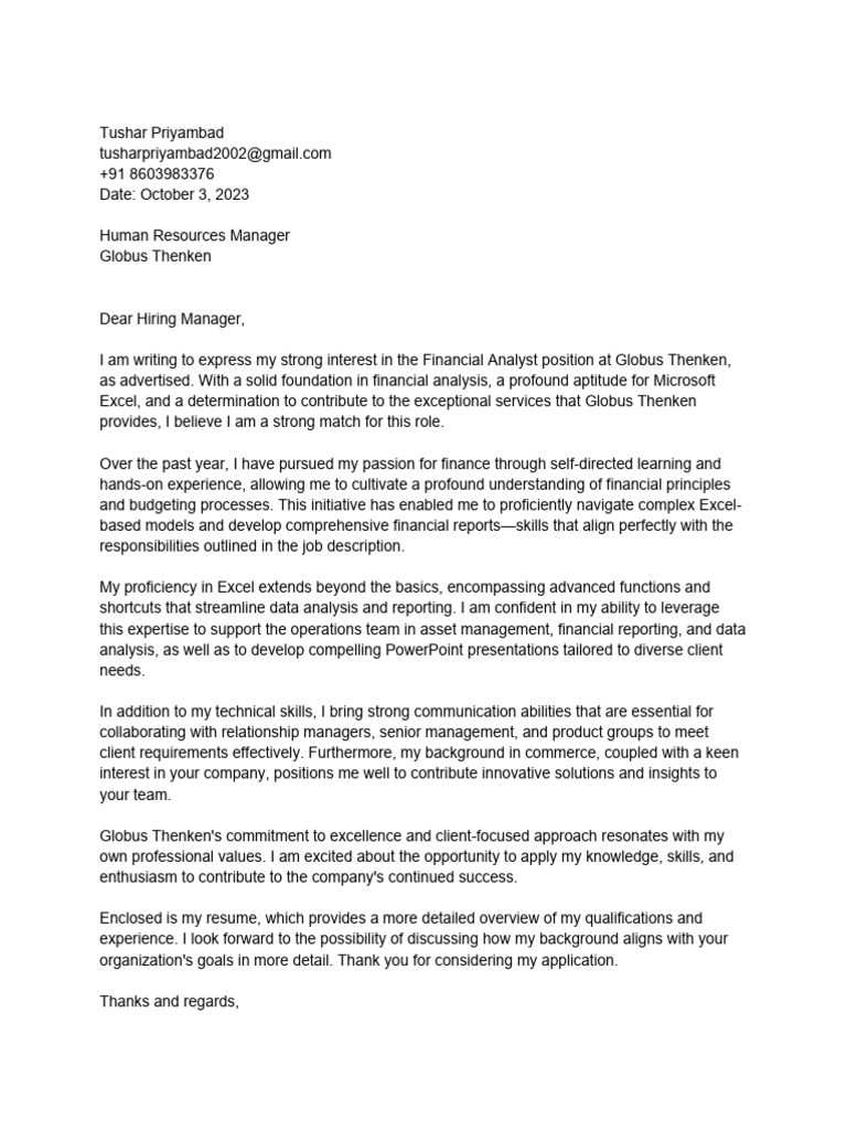 Untitled Document Cover Letter Sample Tus | PDF | Career & Growth ...
