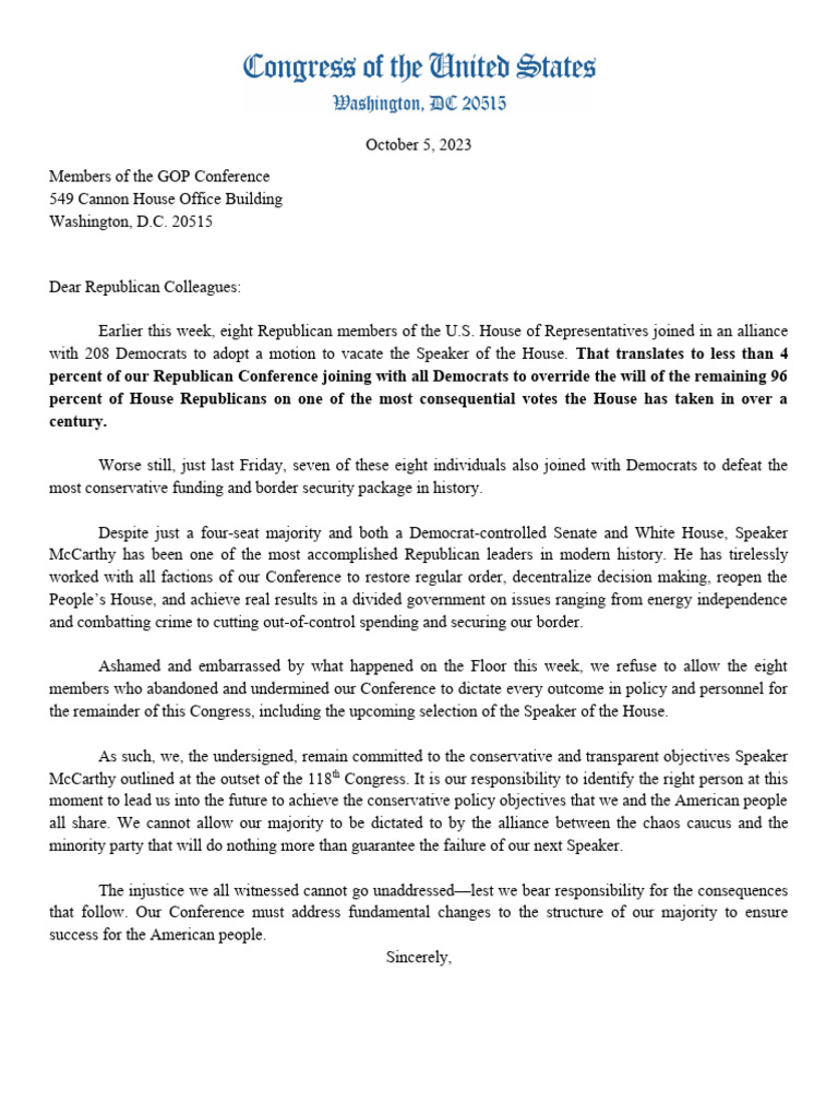 GOP Letter | PDF