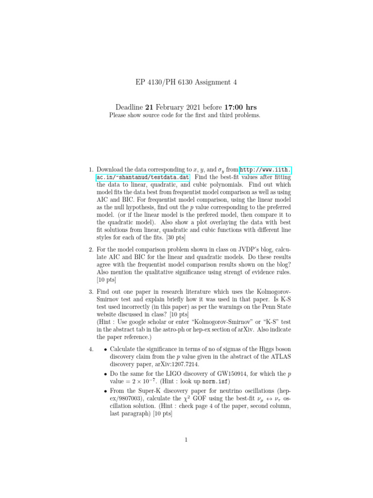 EP 4130/PH 6130 Assignment 4 Guide | PDF