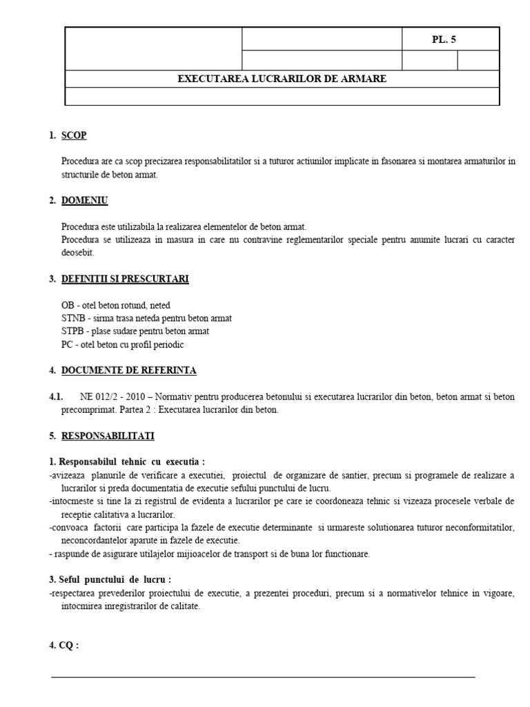 PTE-04 - T Executarea Lucrarilor de Armare | PDF
