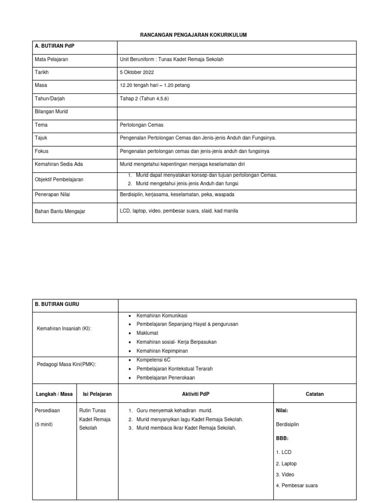 Rph Kokurikulum Unit Beruniform Tkrs Pdf