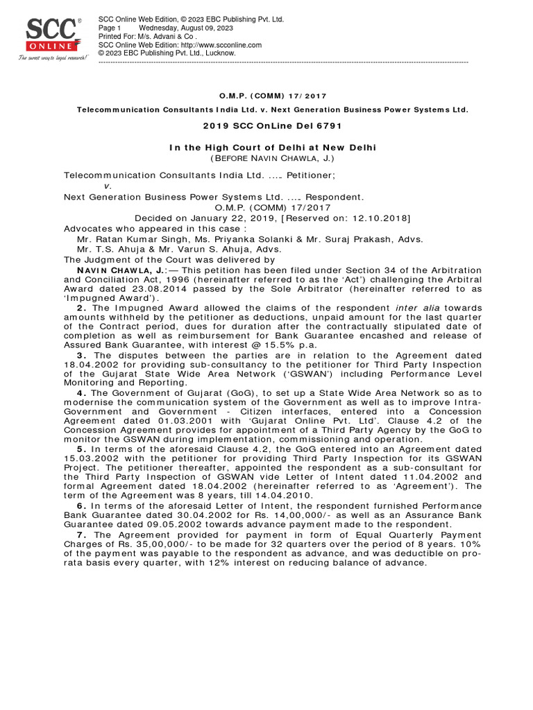 Consultants India Ltd. v. Next Generation Business