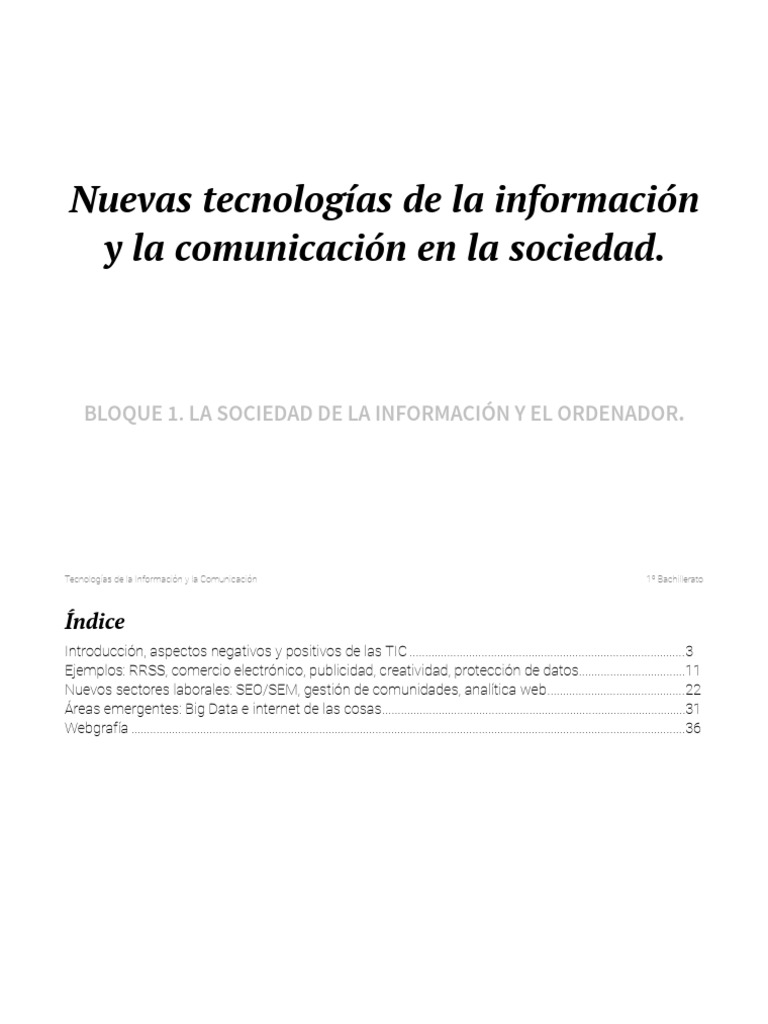 Impacto de las TIC en la Sociedad Actual | PDF | Ciencias sociales ...