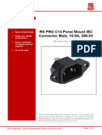 RS PRO C14 Panel Mount IEC Connector Male, 10.0A, 250.0V: Features