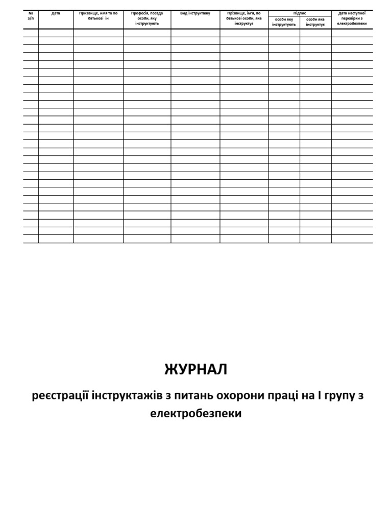 Журнал регистрации инструктажей | PDF