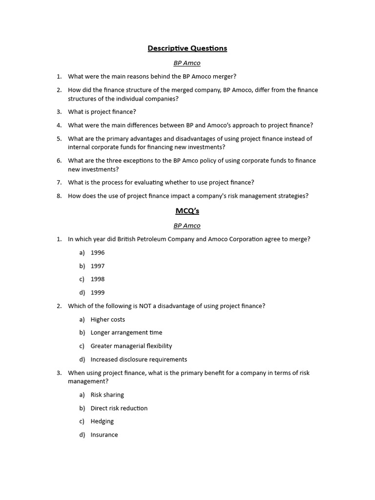 Descriptive Questions & MCQ's PDF