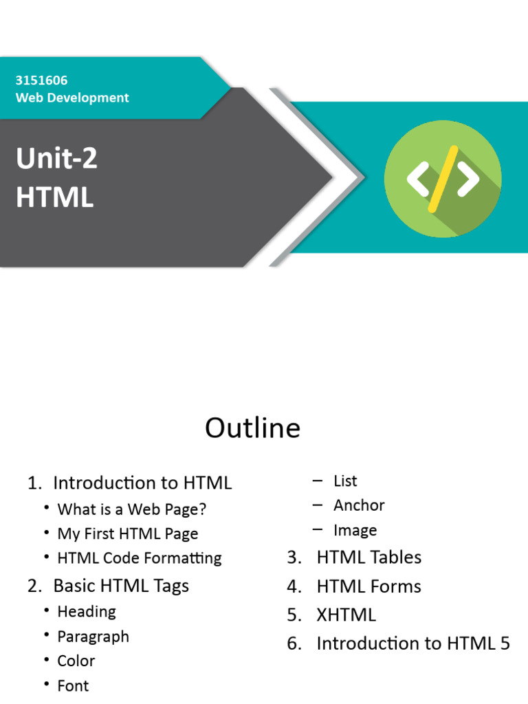 WD PPT HTML Unit-2 | PDF | Html | Html Element