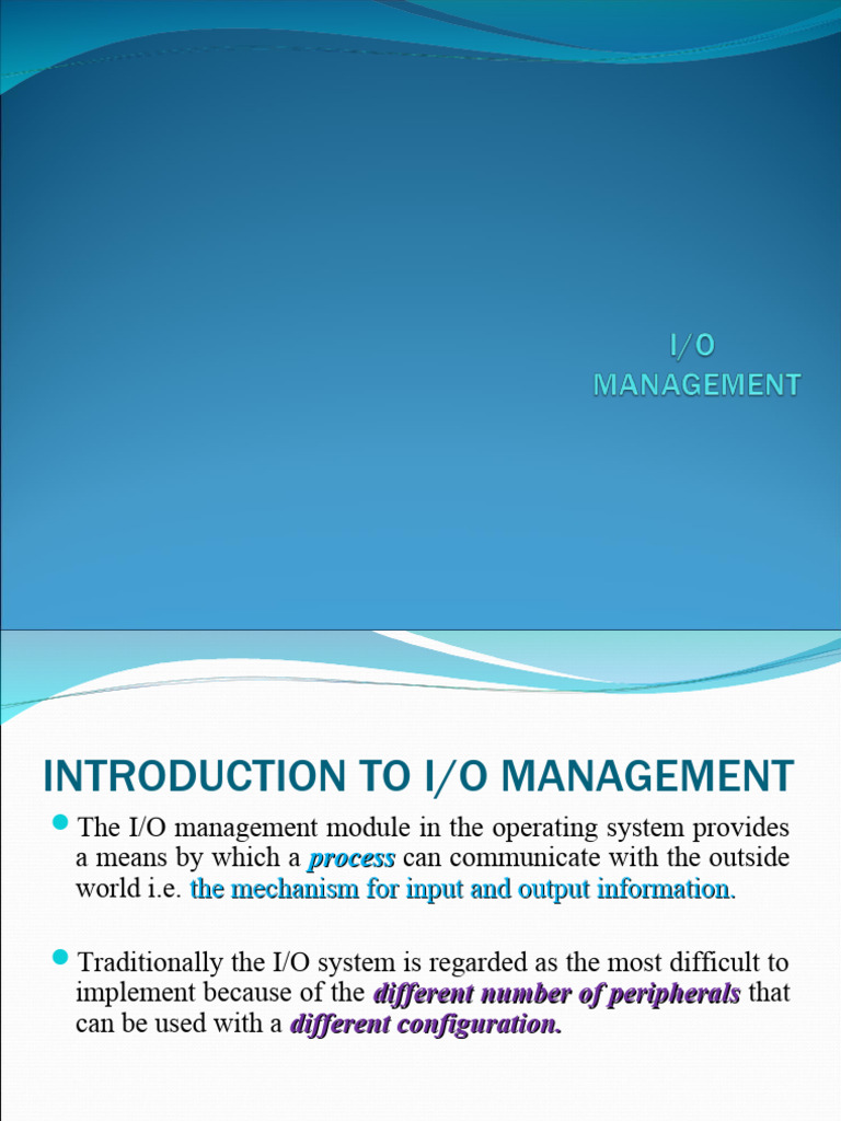 I/O Management in Operating Systems | PDF | Business