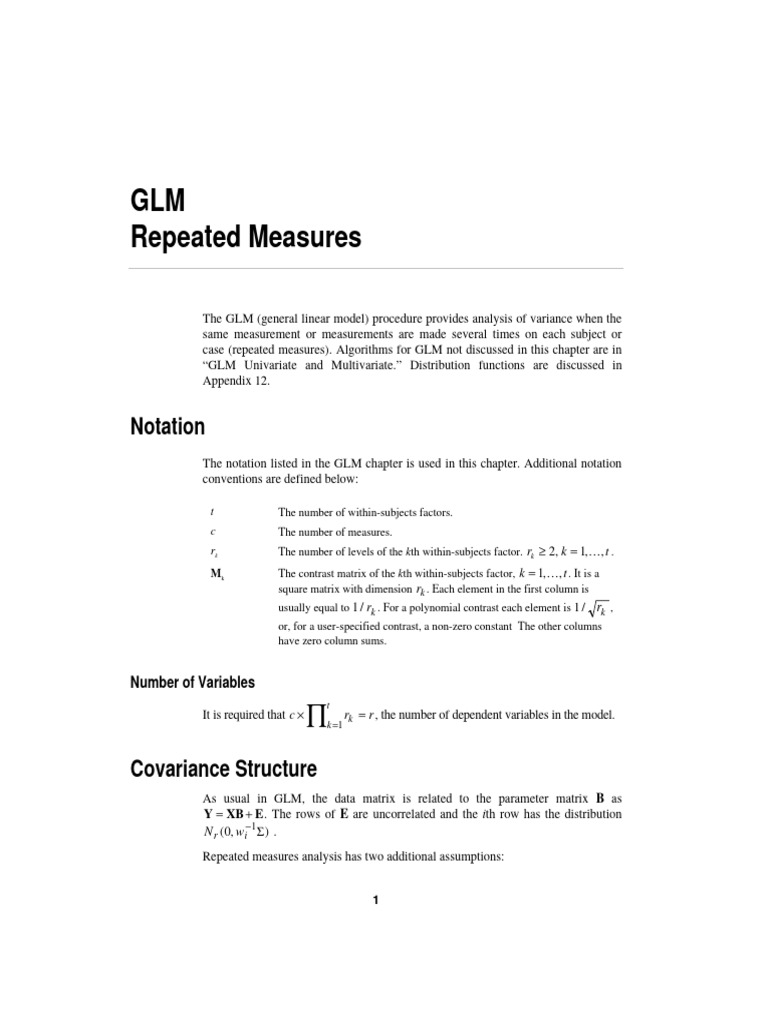 GLM Repeated Measures Analysis Guide | PDF