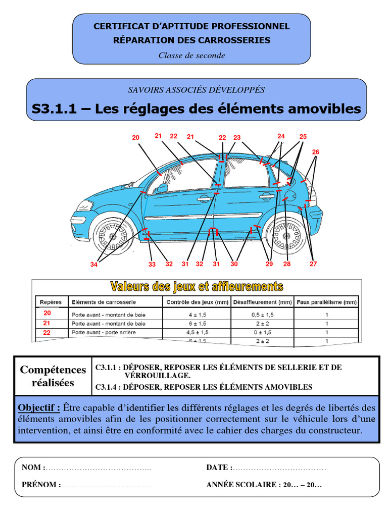 Cours Eleve Les Reglages Des Elements Amovibles | PDF