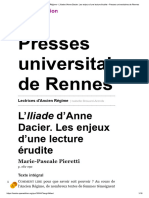 Marie-Pascale Pieretti - L'Iliade D'anne Dacier. Les Enjeux D'une Lecture Érudite