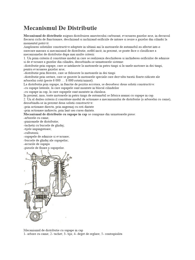 Mecanismul Distributie | PDF