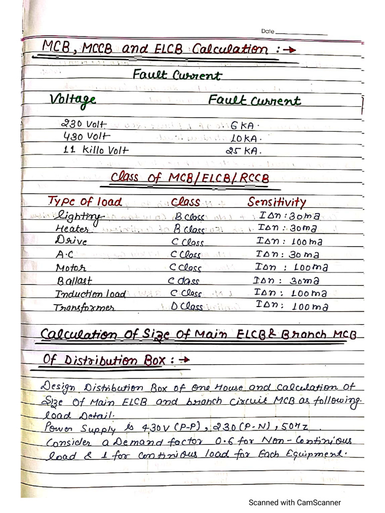 Circuit Breaker Calculation PDF
