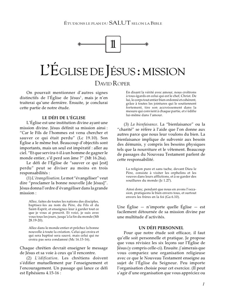 Mission de l'Église selon la Bible | PDF | Jésus | Église chrétienne