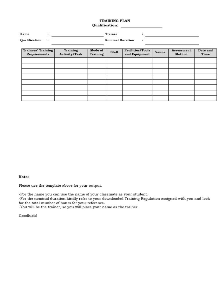 Training Plan Template | PDF