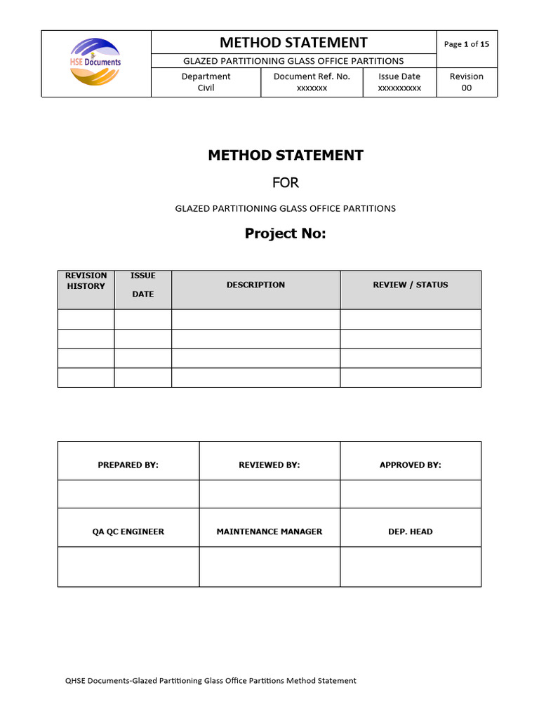 HSE DocumentsGlazed Partitioning Glass Office Partitions Method