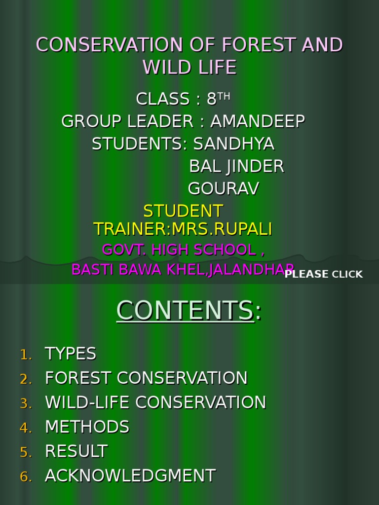 Conservation of Forest and Wild Life (BBK) | PDF
