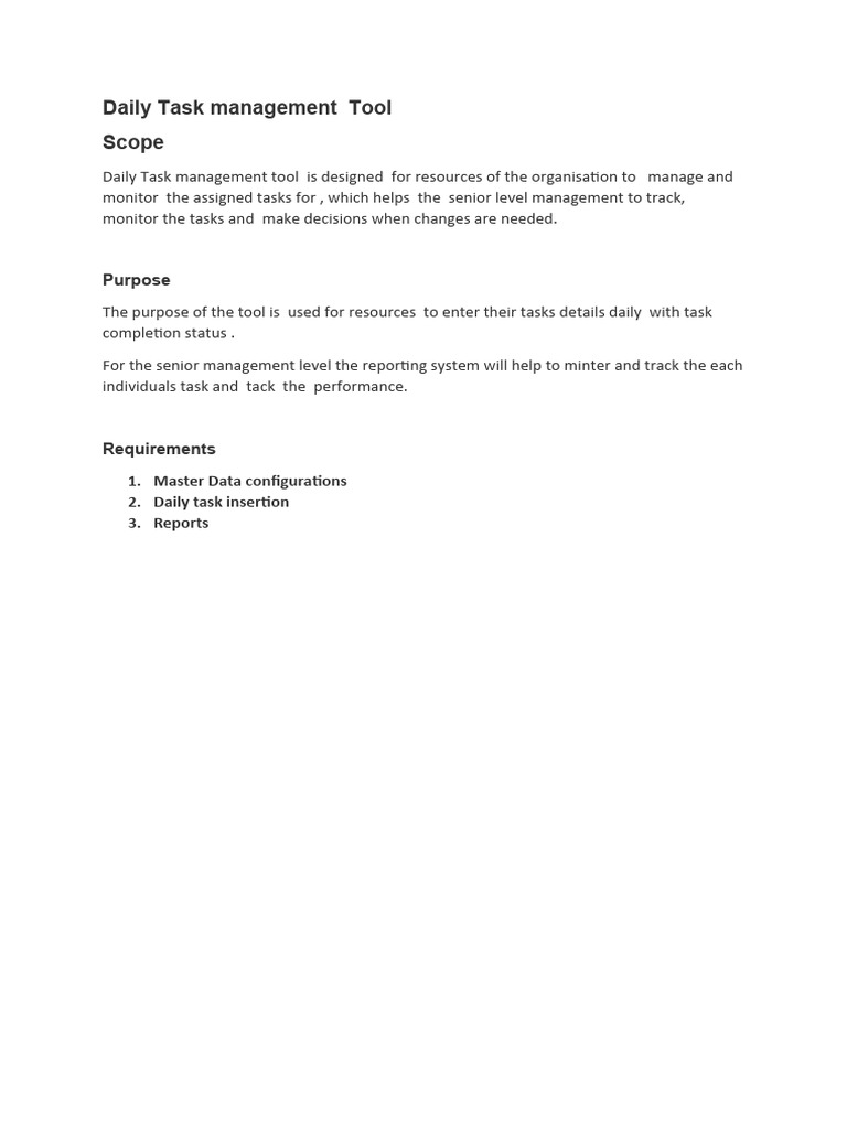 Daily Task Management Tool Overview | PDF