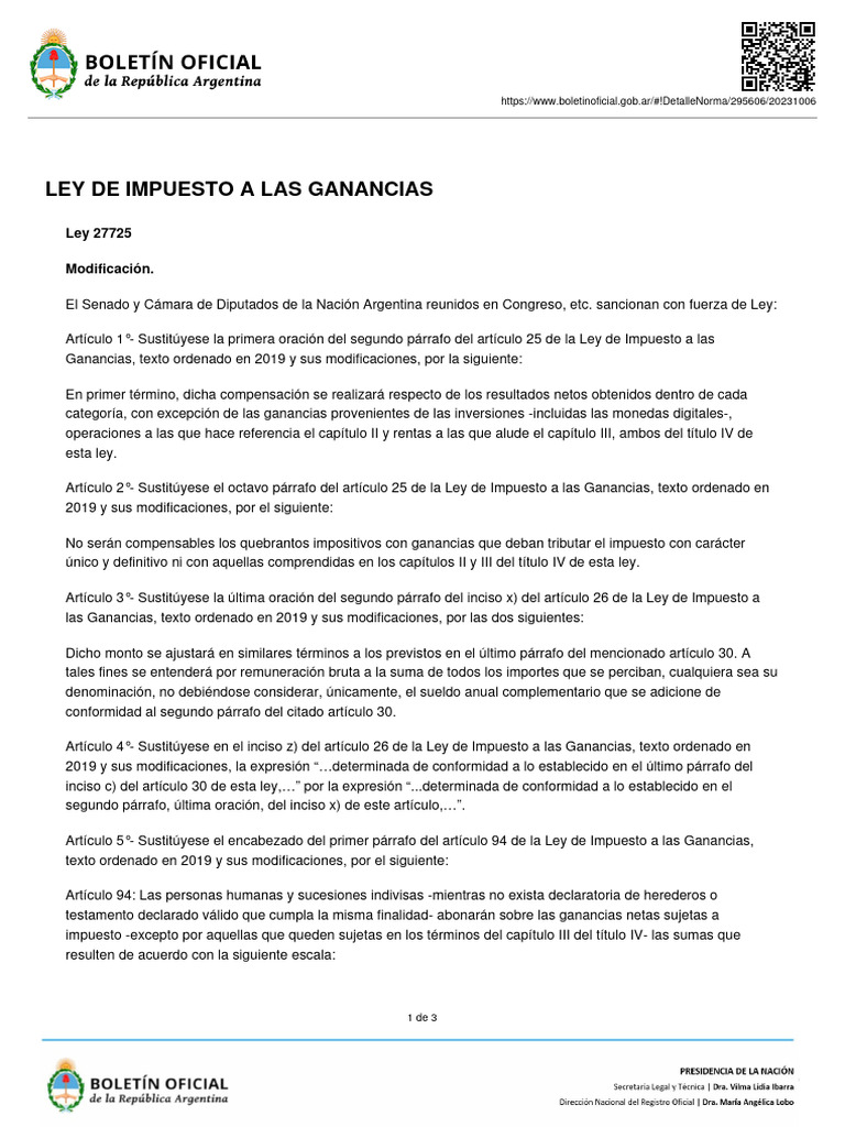 Modificaciones a la Ley de Ganancias 2023 | PDF | Impuesto sobre la ...