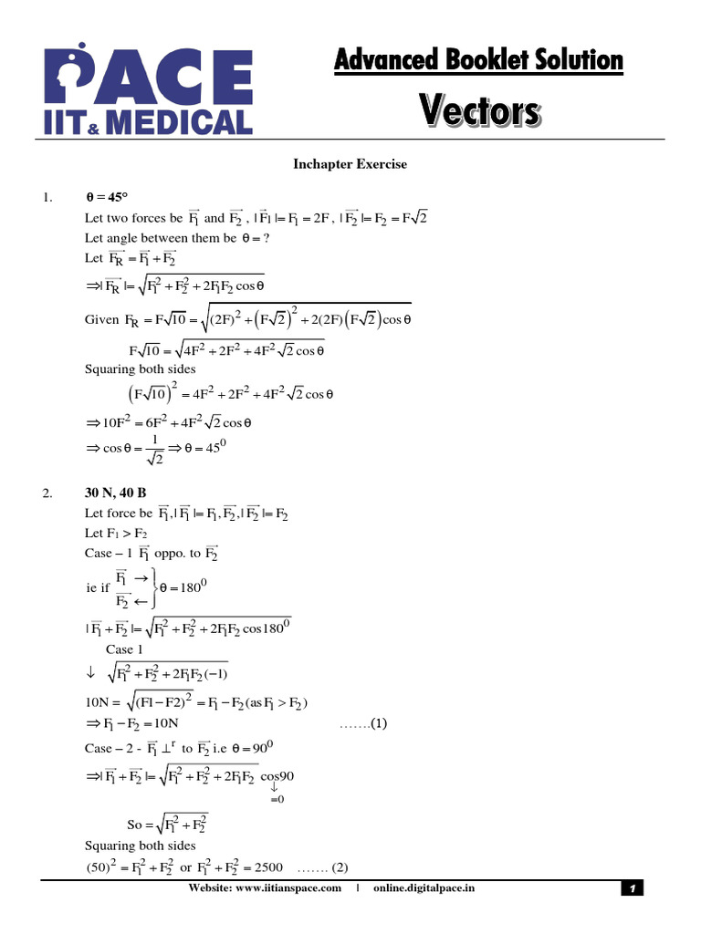 Advanced Vectors for IIT Aspirants | PDF | Euclidean Vector | Force