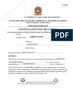 Letter of Acceptance by The Candidate: P.O. BOX 62000 - 00200, CITY SQUARE, NAIROBI, KENYA. TELEPHONE: (067-5870001-4)