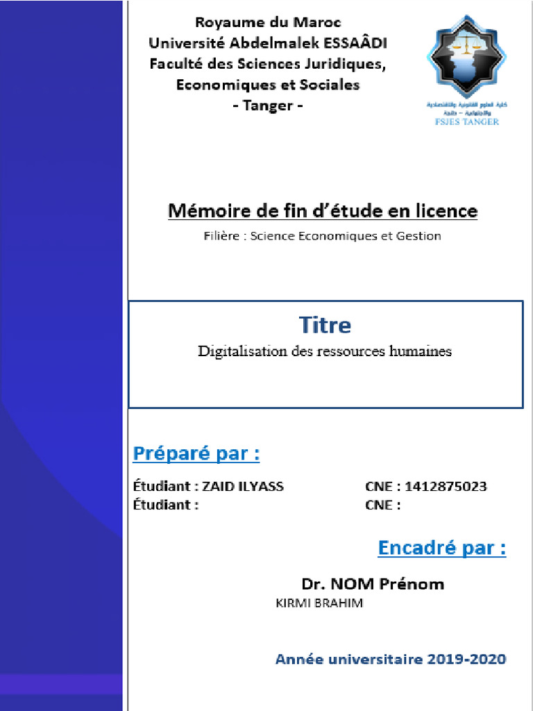 Memoire Fin D Etude Pdf