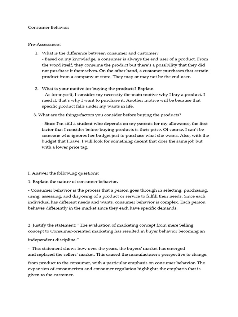 Student Guide to Consumer Behavior | PDF | Business