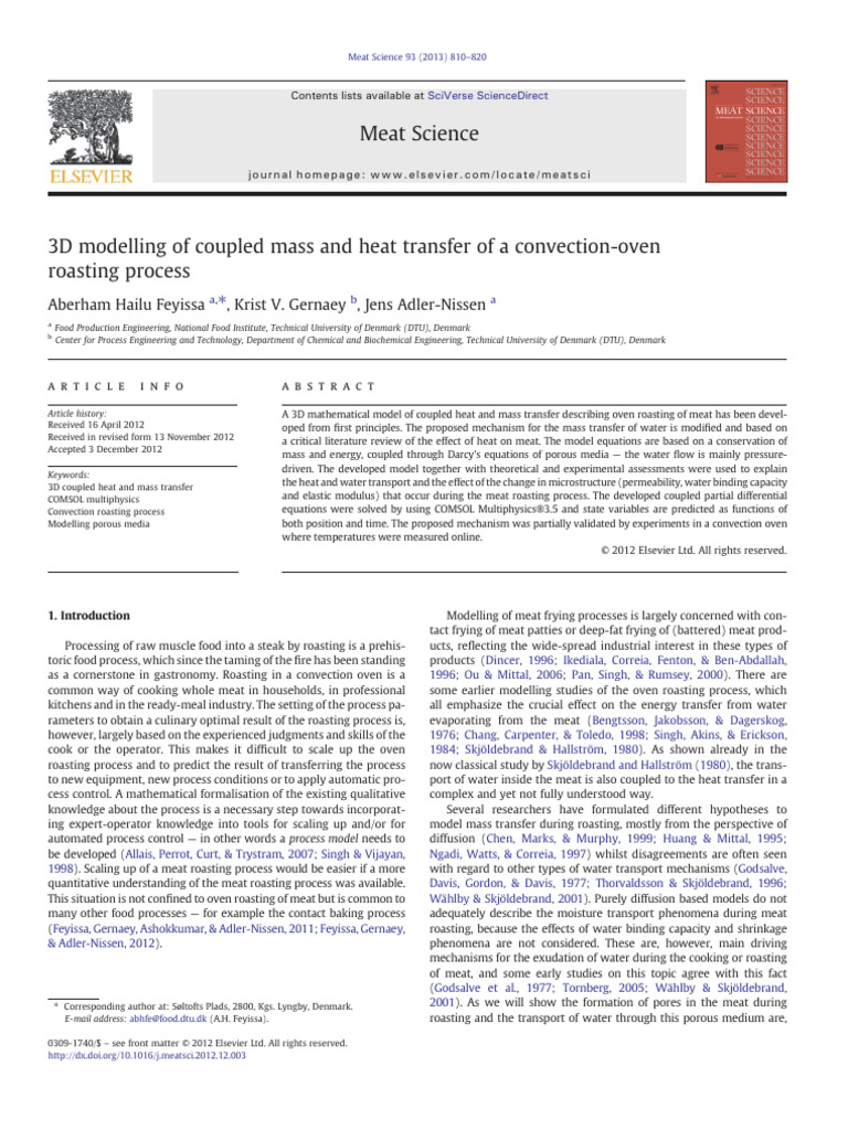 3D Modelling of Coupled Mass and Heat Transfer of A Convection - 2013 ...