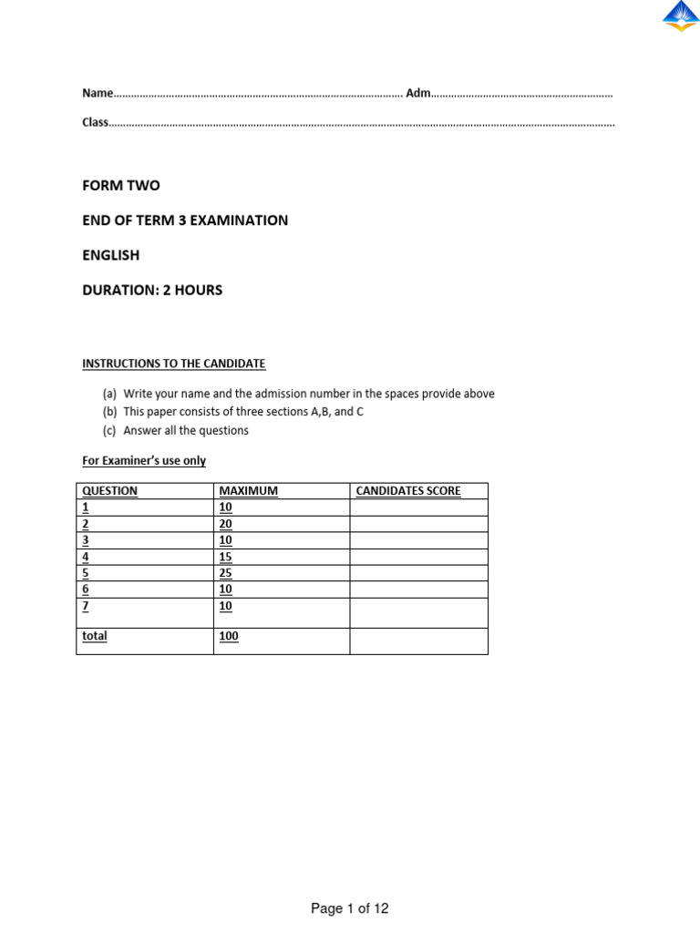 Eng F2 QS | PDF