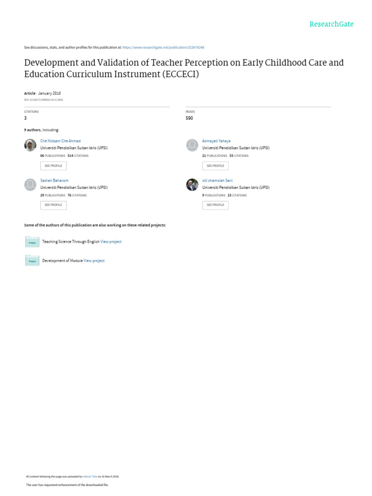 Teacher Perception On Early Childhood Care and Education Curriculum ...