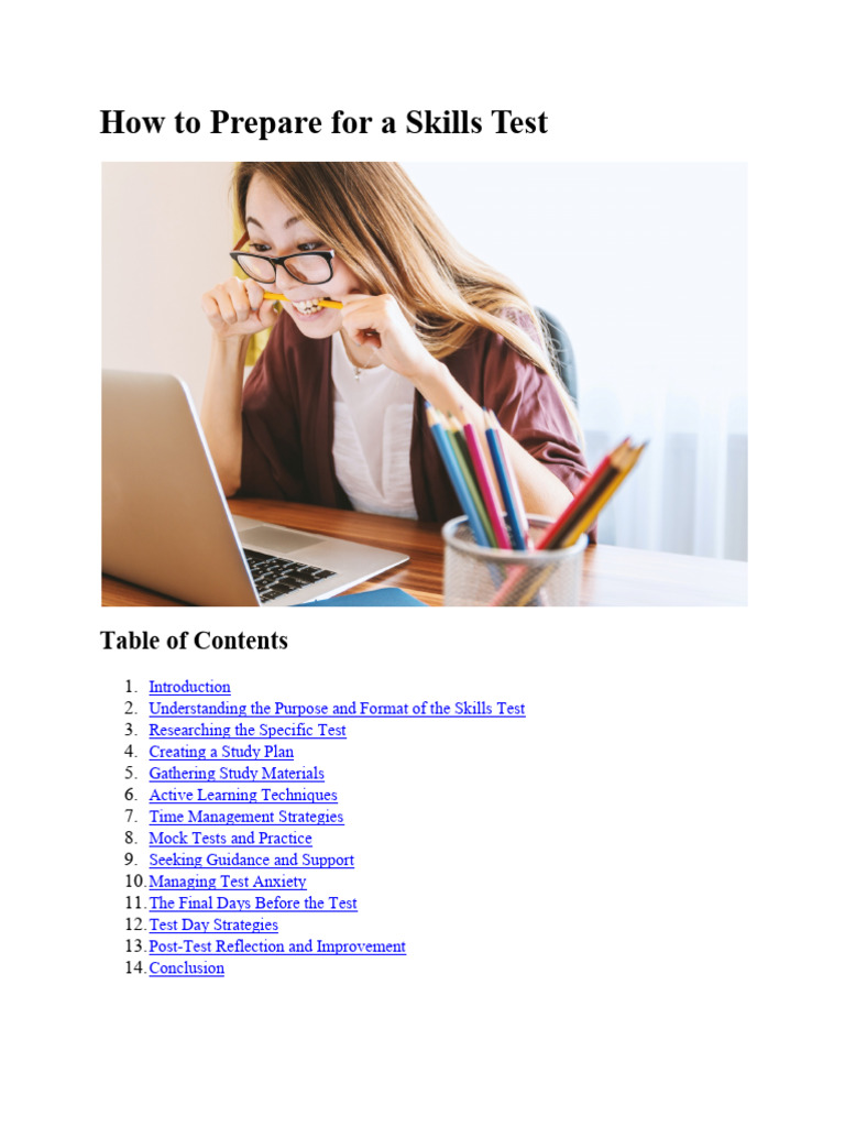 How To Prepare For A Skills Test | PDF | Educational Assessment | Learning