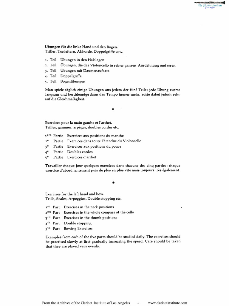Feuillard louis daily exercises for cello pdf