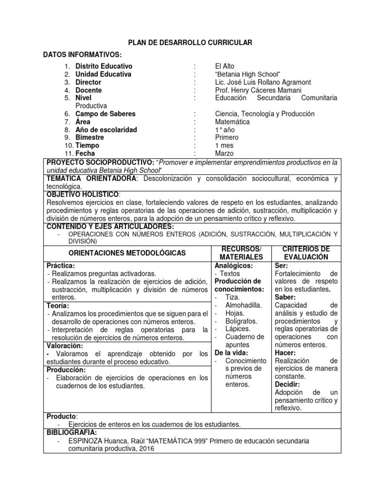 Plan de Desarrollo Curricular Matemáticas | PDF | Arte