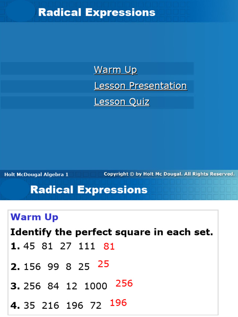 Simplifying Square Roots and Radicals | PDF | Square Root ...