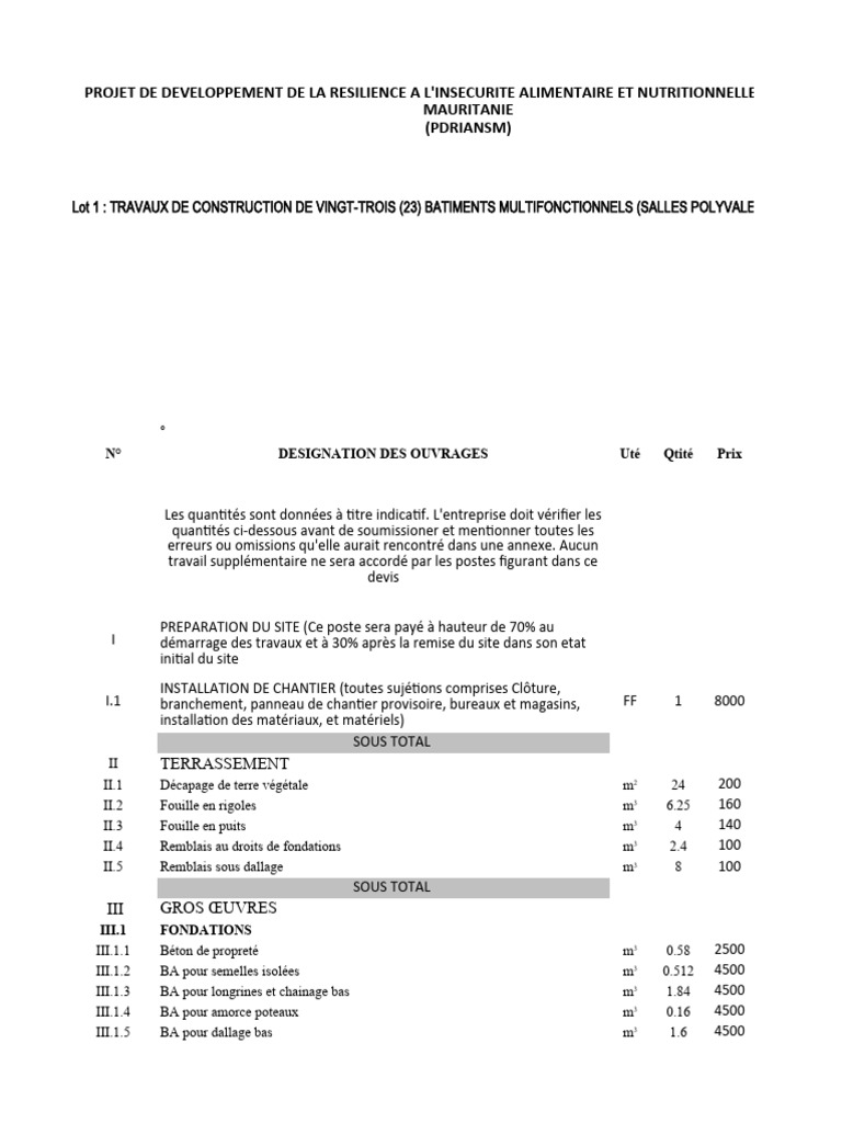 Devis pour 23 Bâtiments Multifonctionnels | PDF | Fenêtre | Peinture