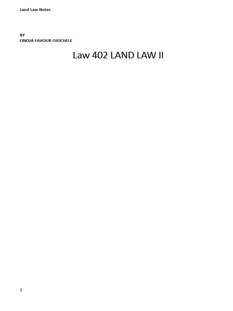 Land Law II Notes Overview | PDF