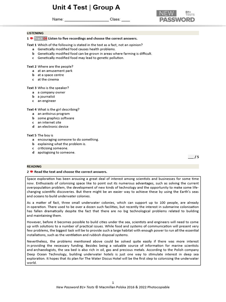 New Password B1+ UT 4A | PDF