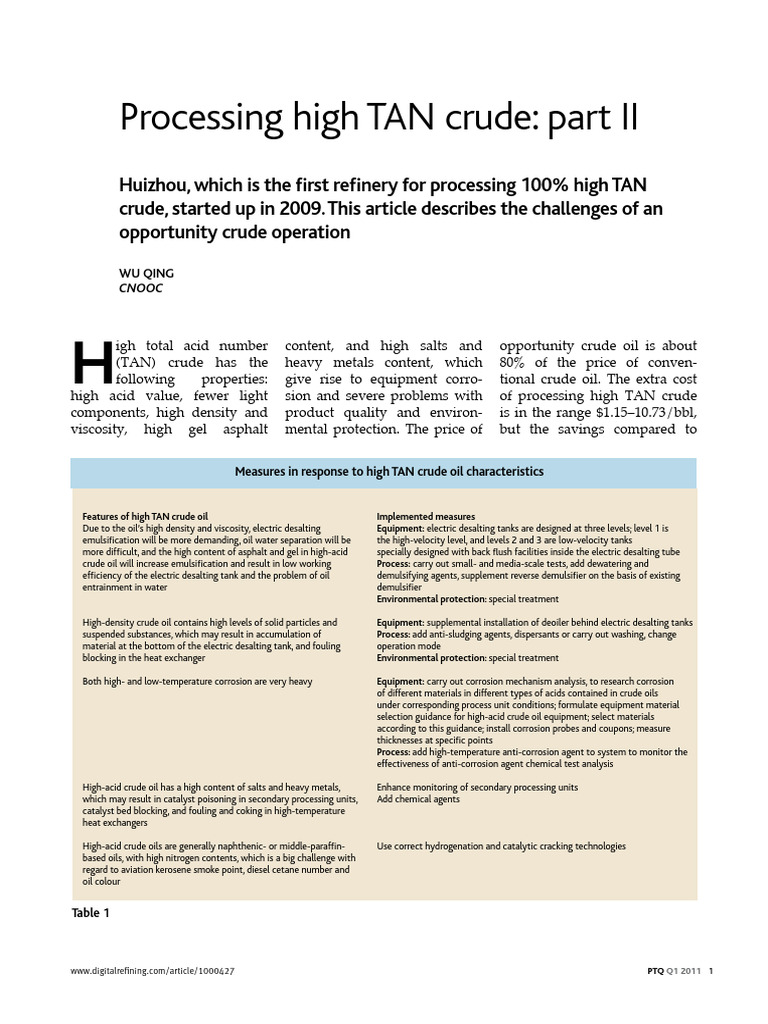 Processing High TAN Crude: Part II | PDF