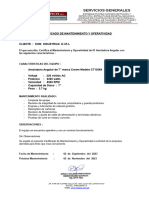 Certificado de Mantenimiento y Operatividad de Amoladora Crown de 7 Obra Tempo 2