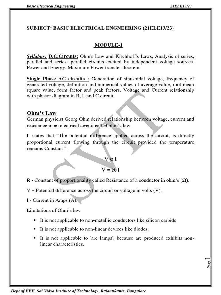 Bee Module 1 Notes Pdf