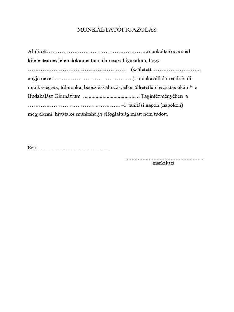 Igazolas Mintak | PDF